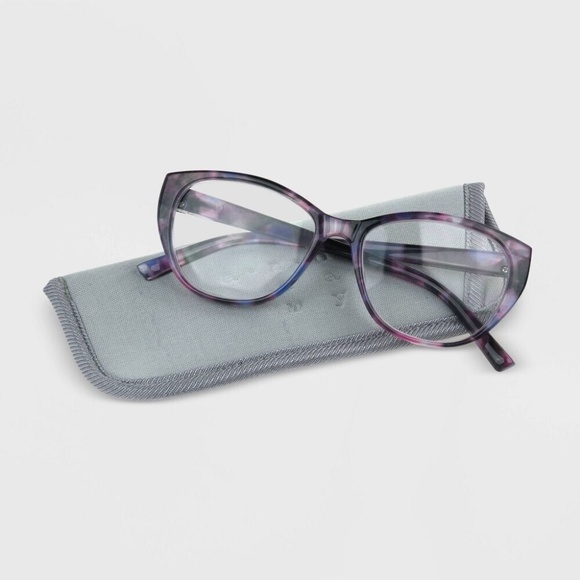 A New Day Women's Cateye Blue Light Filtering Glasses W/Soft Case - Purple/Pink - Picture 1 of 3